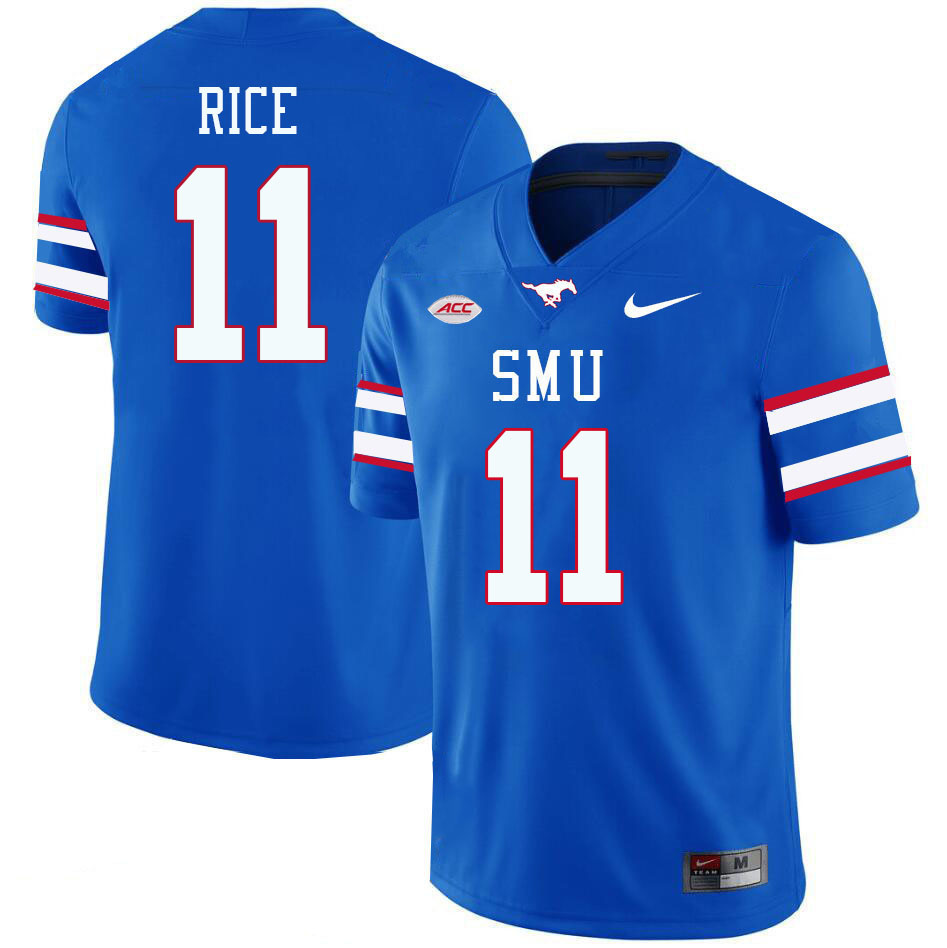 SMU Mustangs #11 Rashee Rice College Football Jerseys Stitched Sale-Royal